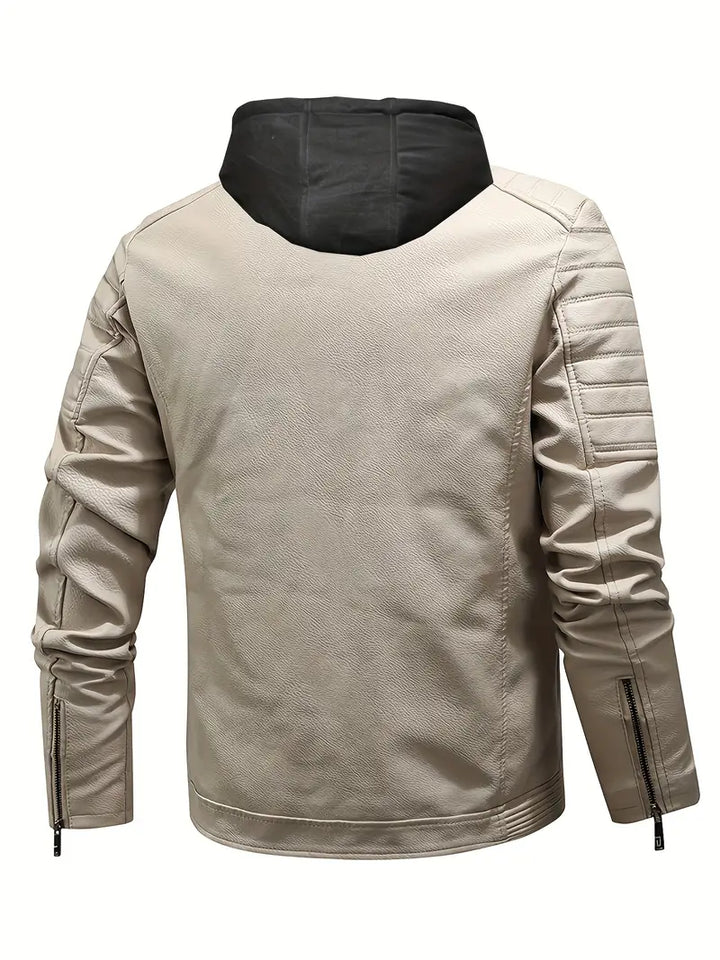 RedLine - Cappotto in Pelle con Cappuccio