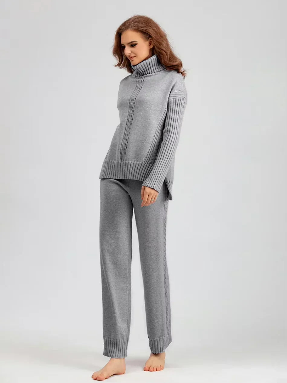 Scarlett | Set di Maglione a Collo Alto Chic e Pantaloni Larghi