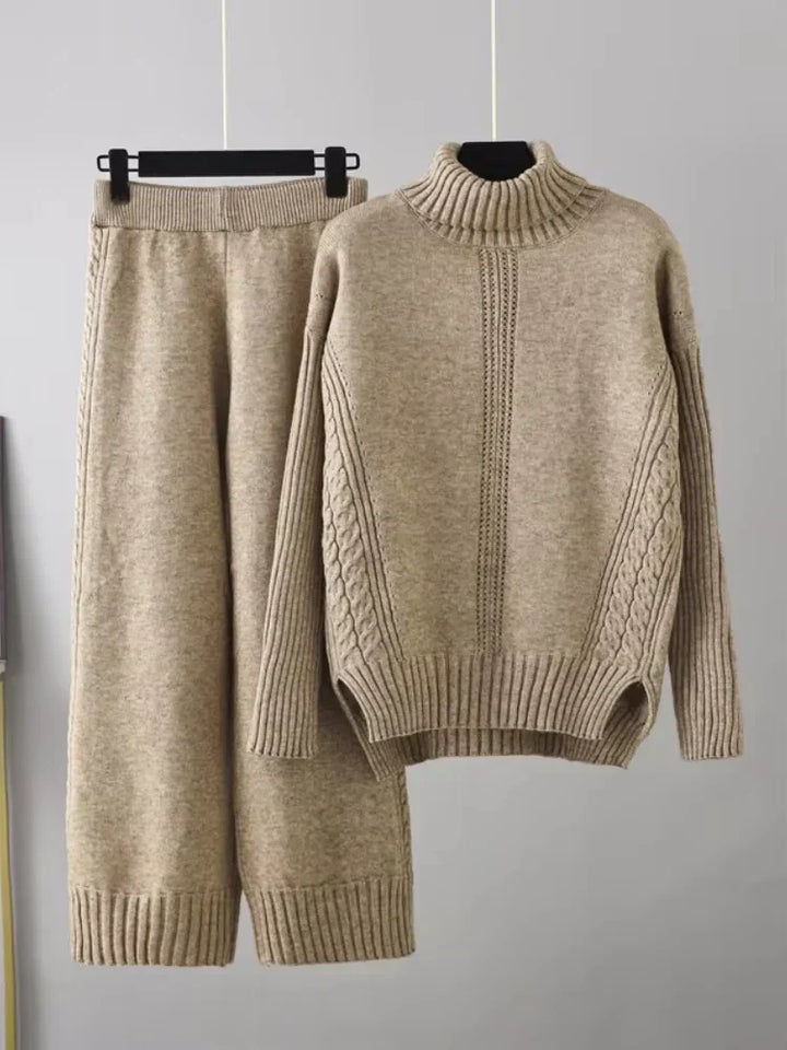 Scarlett | Set di Maglione a Collo Alto Chic e Pantaloni Larghi