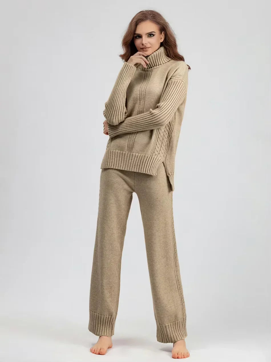 Scarlett | Set di Maglione a Collo Alto Chic e Pantaloni Larghi