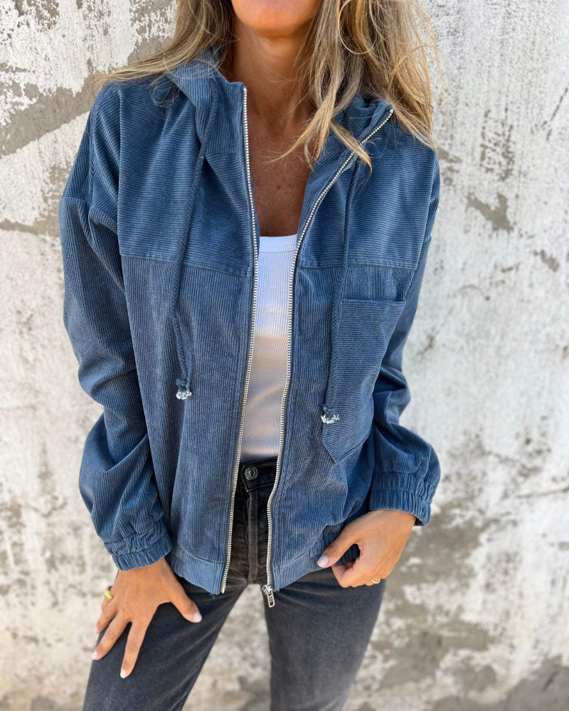Brisa | Giacca in corduroy con cappuccio e zip
