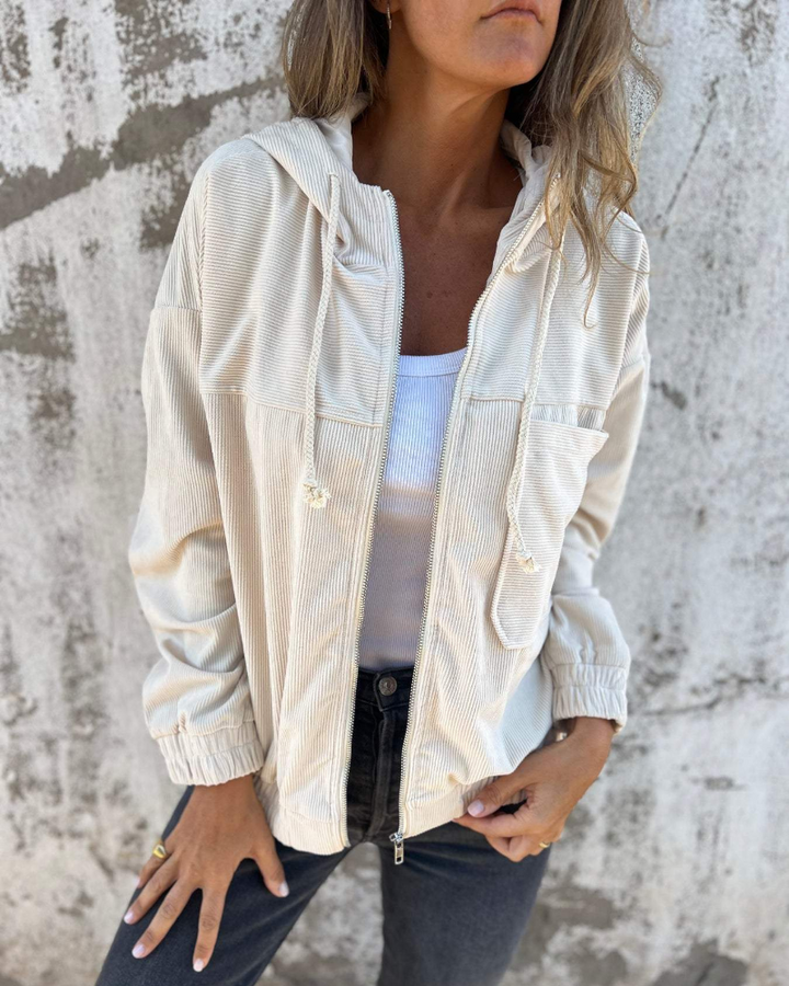 Brisa | Giacca in corduroy con cappuccio e zip