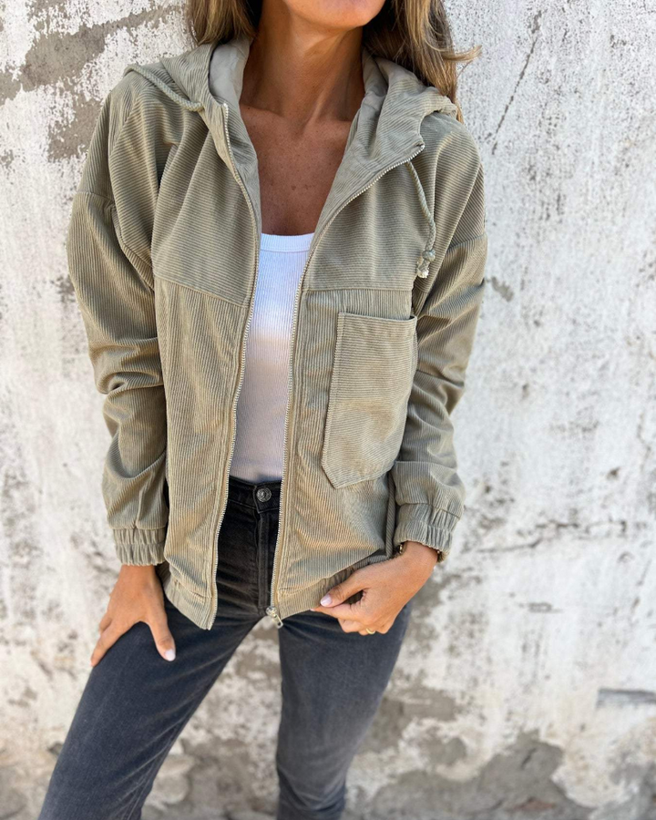 Brisa | Giacca in corduroy con cappuccio e zip