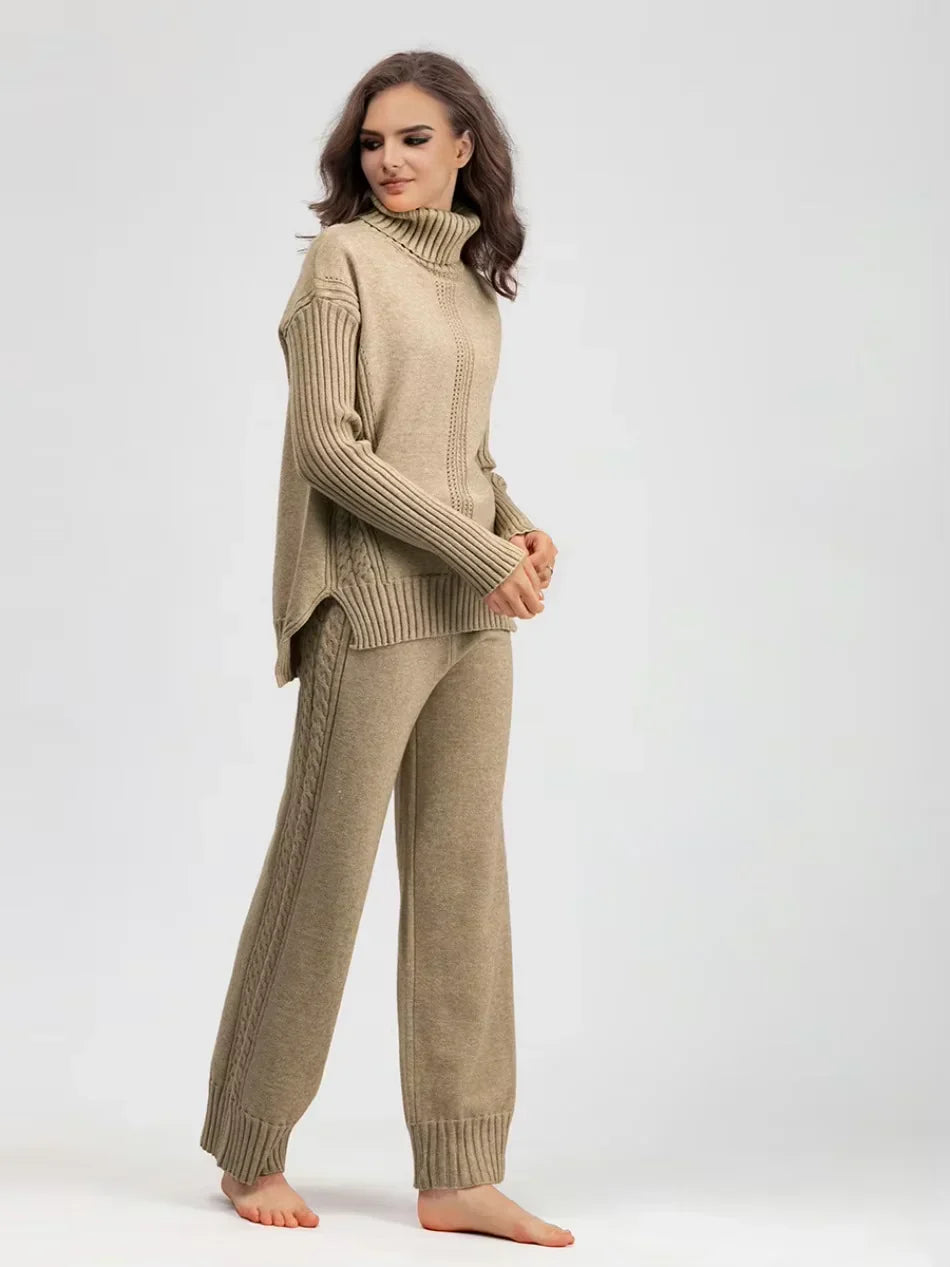 Scarlett | Set di Maglione a Collo Alto Chic e Pantaloni Larghi