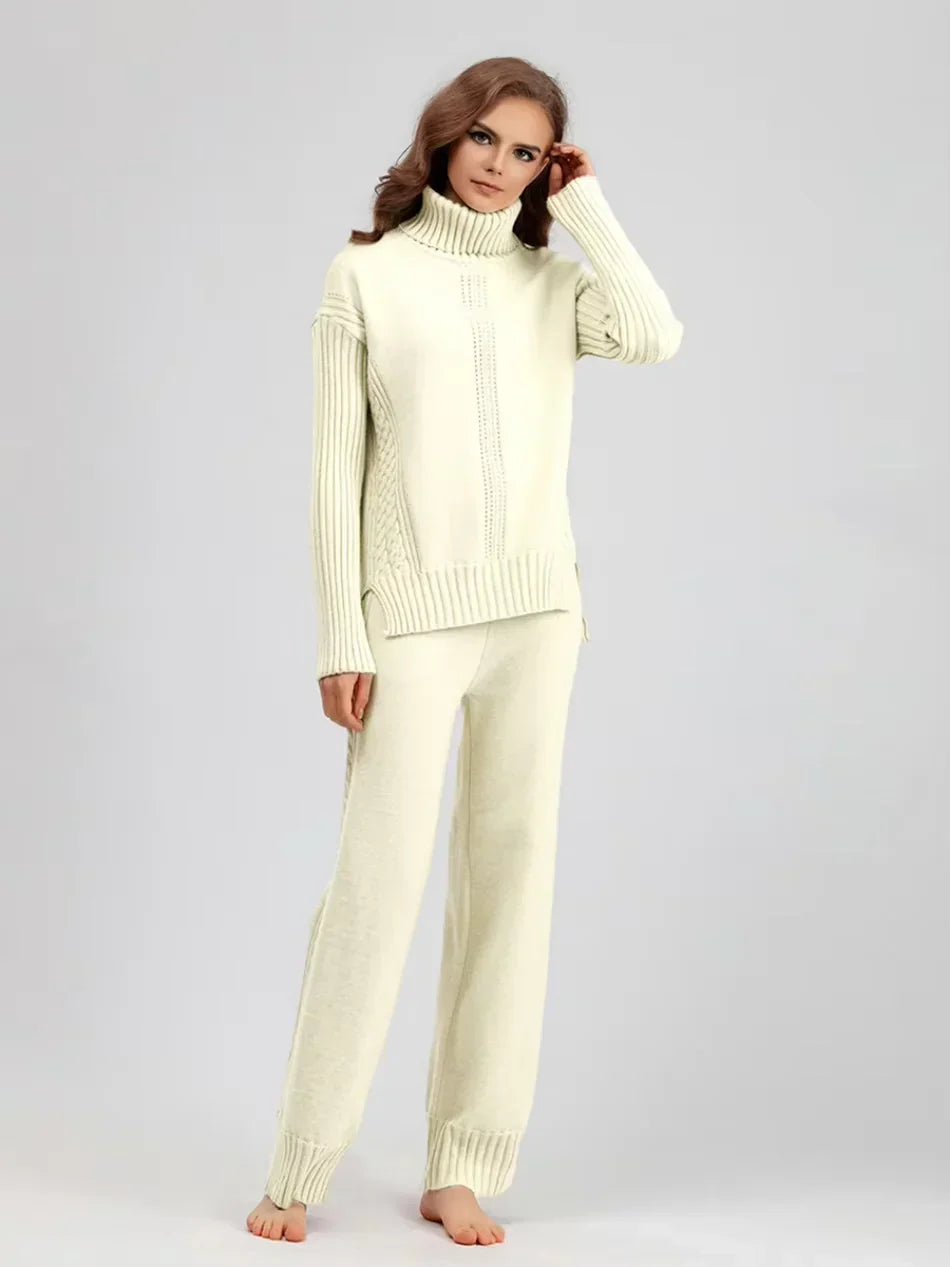 Scarlett | Set di Maglione a Collo Alto Chic e Pantaloni Larghi