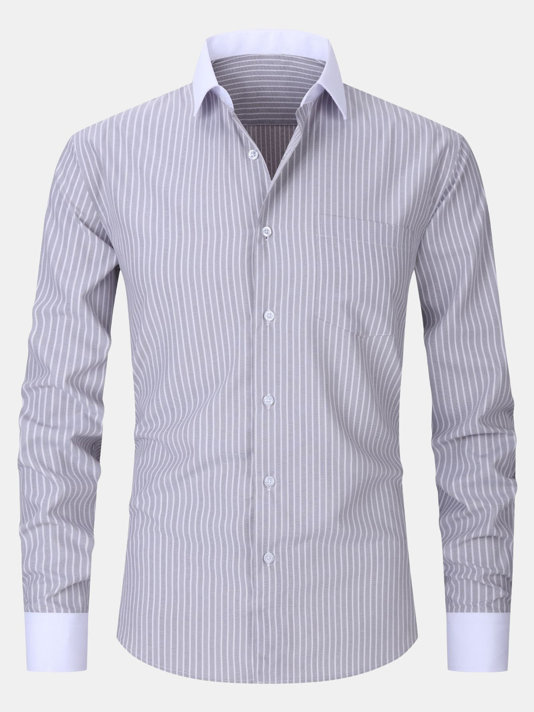 Camicia a Righe con Collo a Contrasto