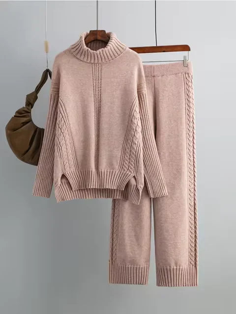 Scarlett | Set di Maglione a Collo Alto Chic e Pantaloni Larghi