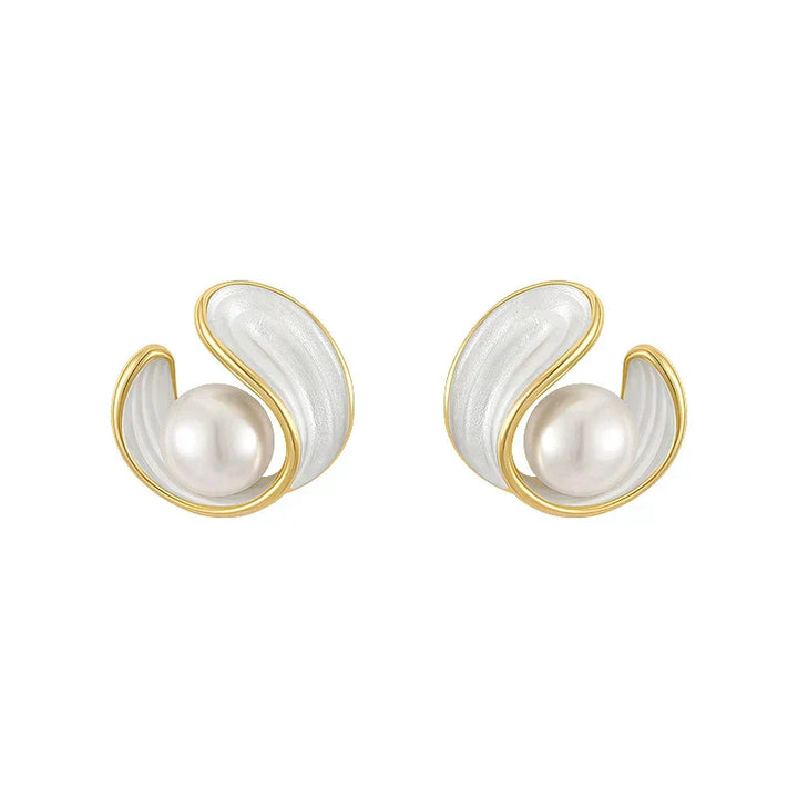 Orecchini bianchi esclusivi in opale e perle d'oro eleganti