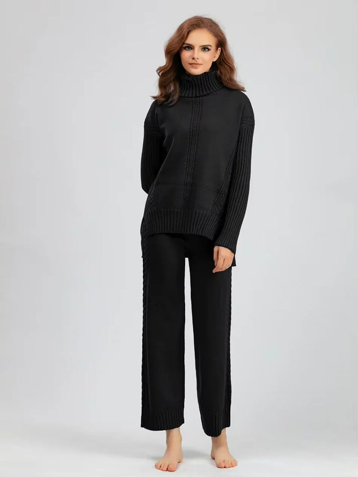 Scarlett | Set di Maglione a Collo Alto Chic e Pantaloni Larghi