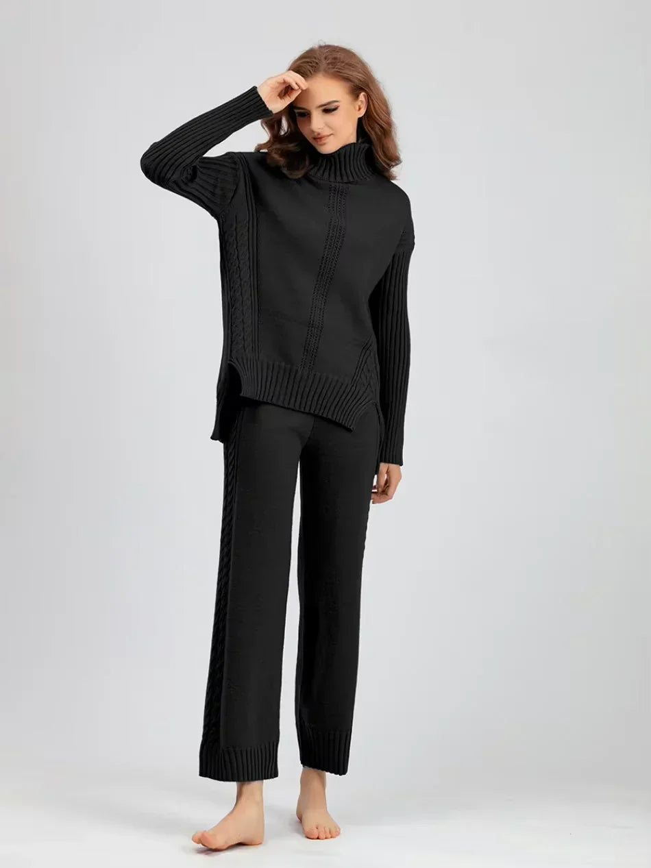 Scarlett | Set di Maglione a Collo Alto Chic e Pantaloni Larghi
