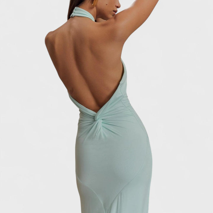 Klara | Abito curvy in seta con collo halter