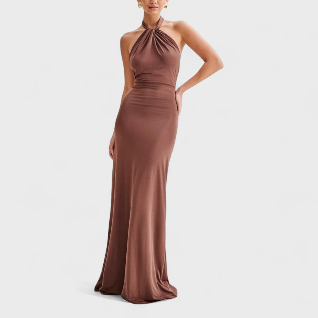 Klara | Abito curvy in seta con collo halter