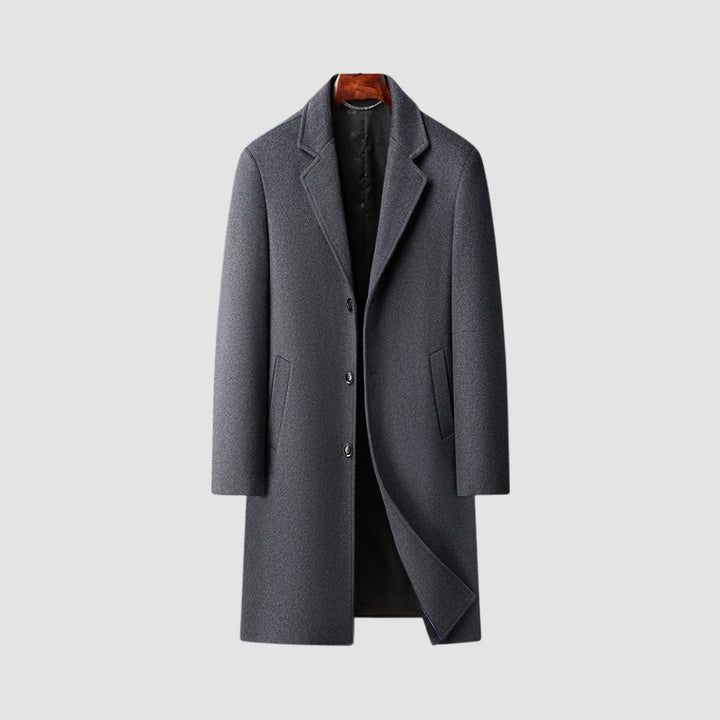 Cappotto lungo in lana con colletto da tailleur stile "Old Money