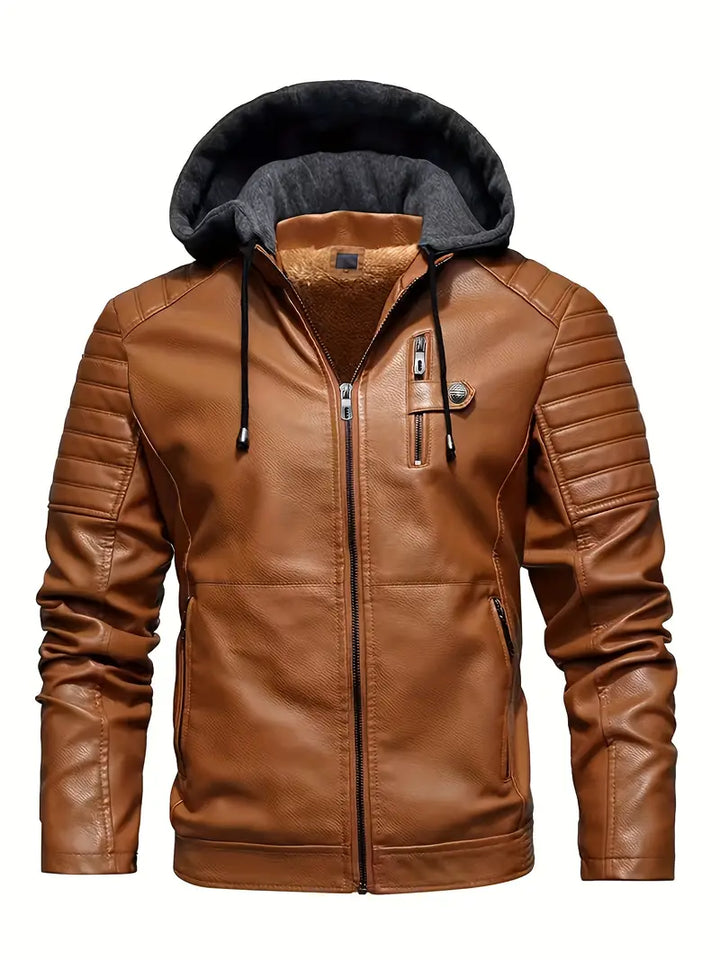 RedLine - Cappotto in Pelle con Cappuccio
