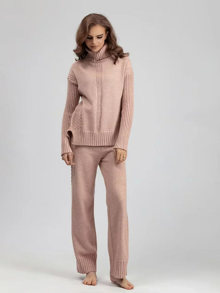 Scarlett | Set di Maglione a Collo Alto Chic e Pantaloni Larghi