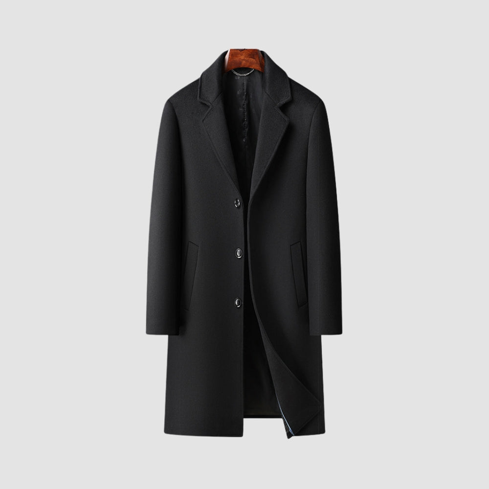Cappotto lungo in lana con colletto da tailleur stile "Old Money