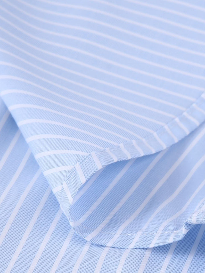 Camicia a Righe con Collo a Contrasto