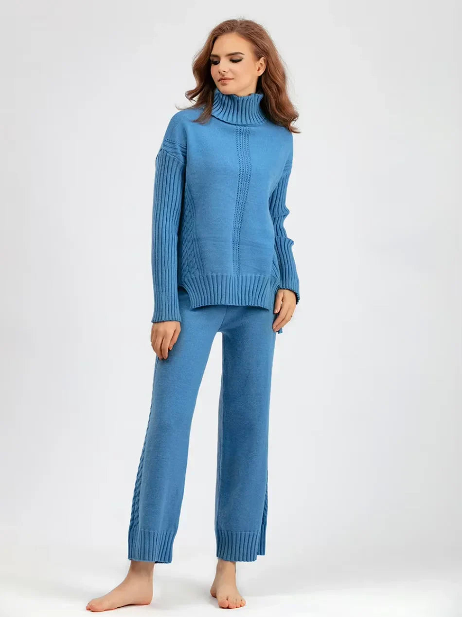 Scarlett | Set di Maglione a Collo Alto Chic e Pantaloni Larghi