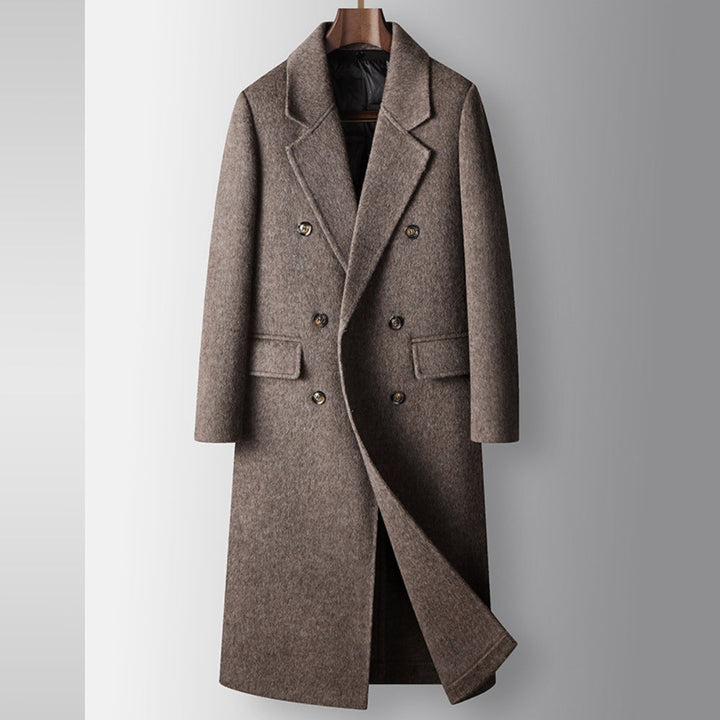 Cappotto in Lana Incrociato fino al Ginocchio Stile Old Money
