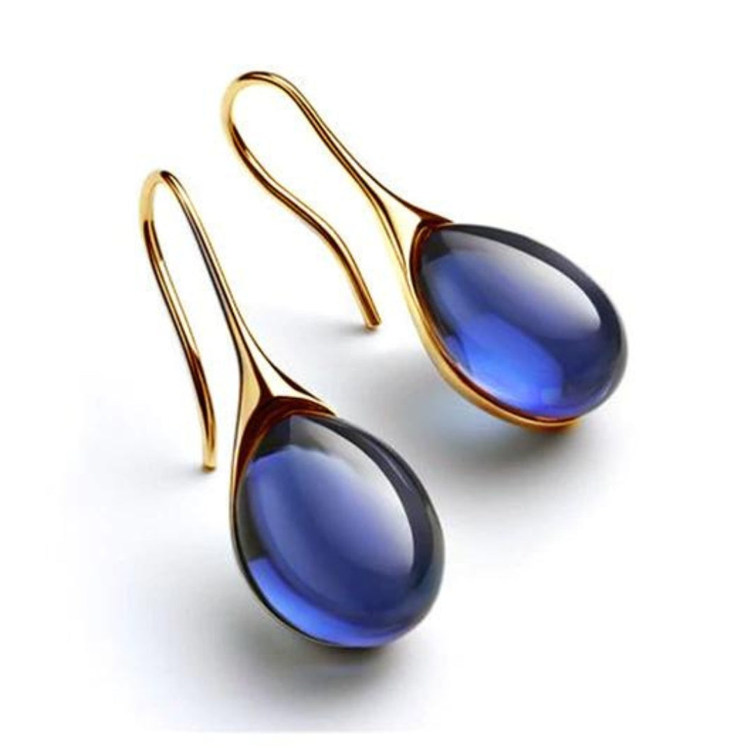 Orecchini eleganti in cristallo a forma di goccia in oro e argento
