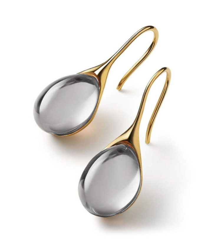 Orecchini eleganti in cristallo a forma di goccia in oro e argento