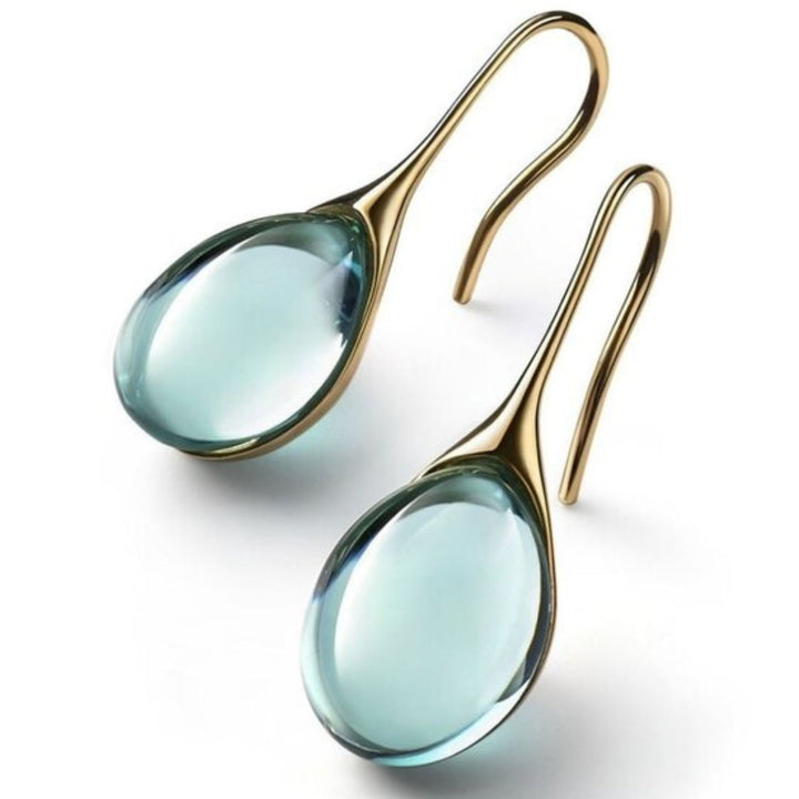 Orecchini eleganti in cristallo a forma di goccia in oro e argento