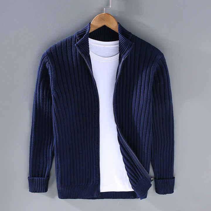 EssentialWarmth - Cardigan con Zip a Costine