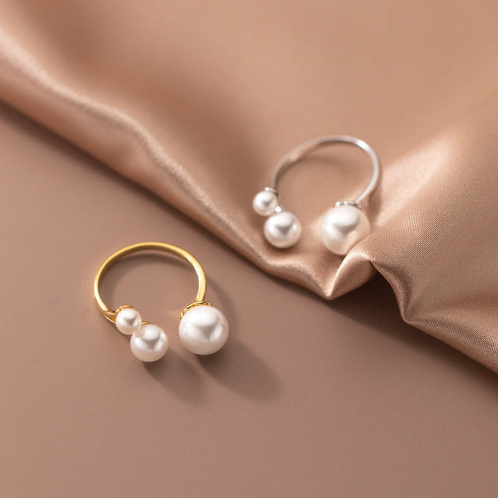 Anello regolabile a tre fessure con perla d'acqua dolce