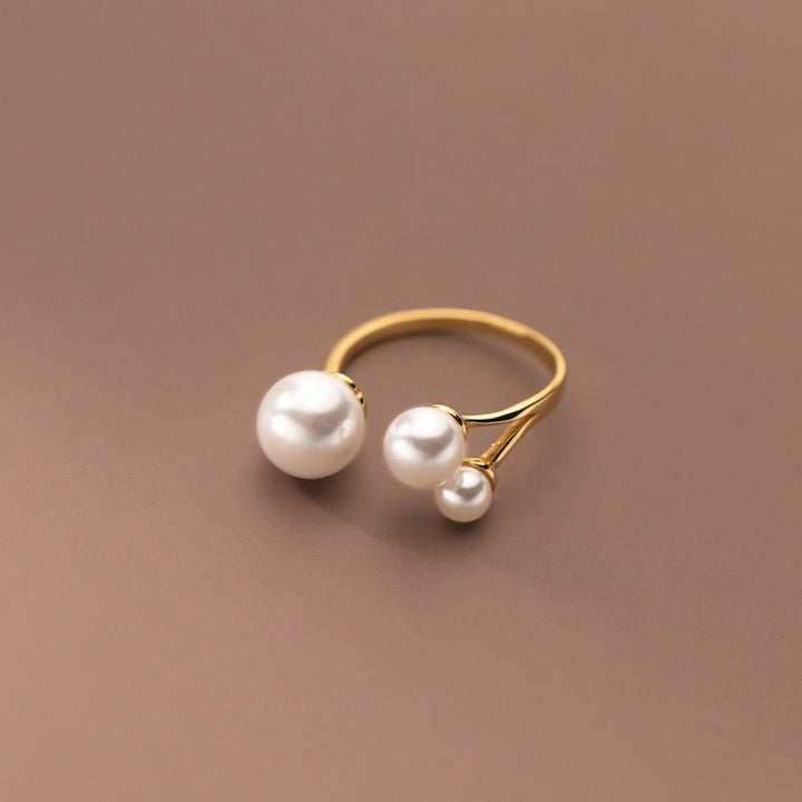 Anello regolabile a tre fessure con perla d'acqua dolce