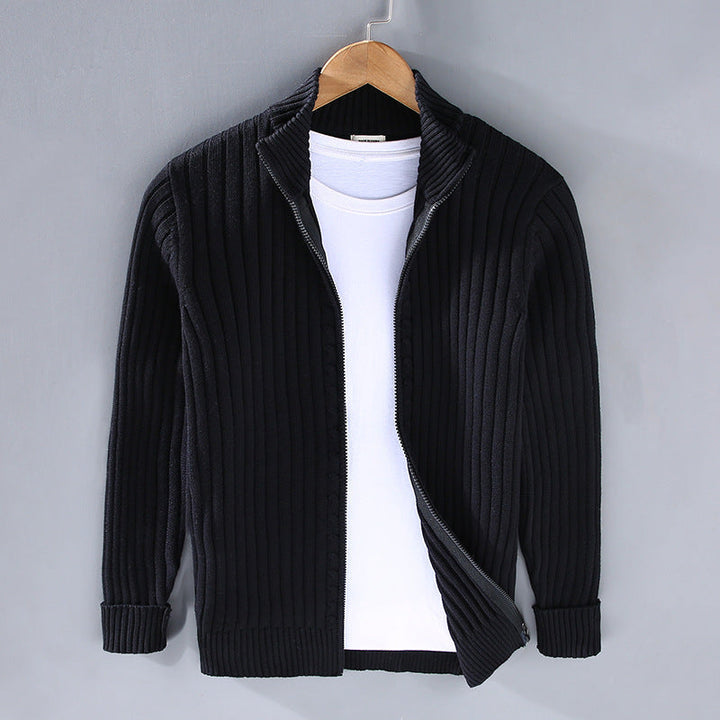 EssentialWarmth - Cardigan con Zip a Costine