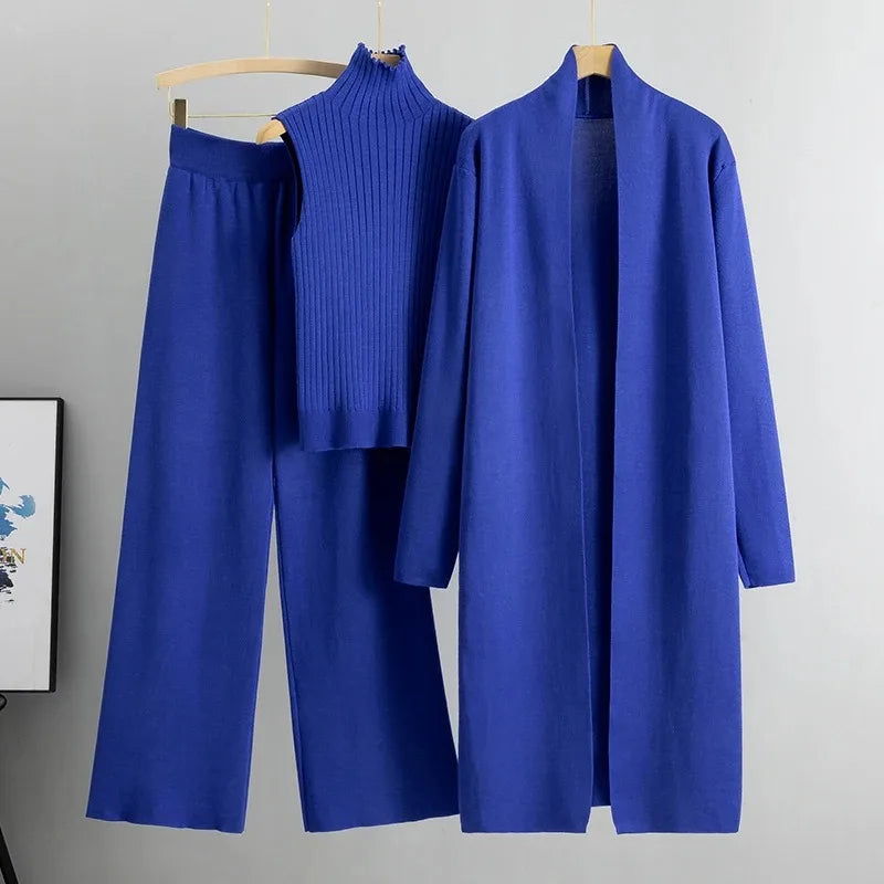 Lisa | Completo da donna in maglia a 3 pezzi con cardigan