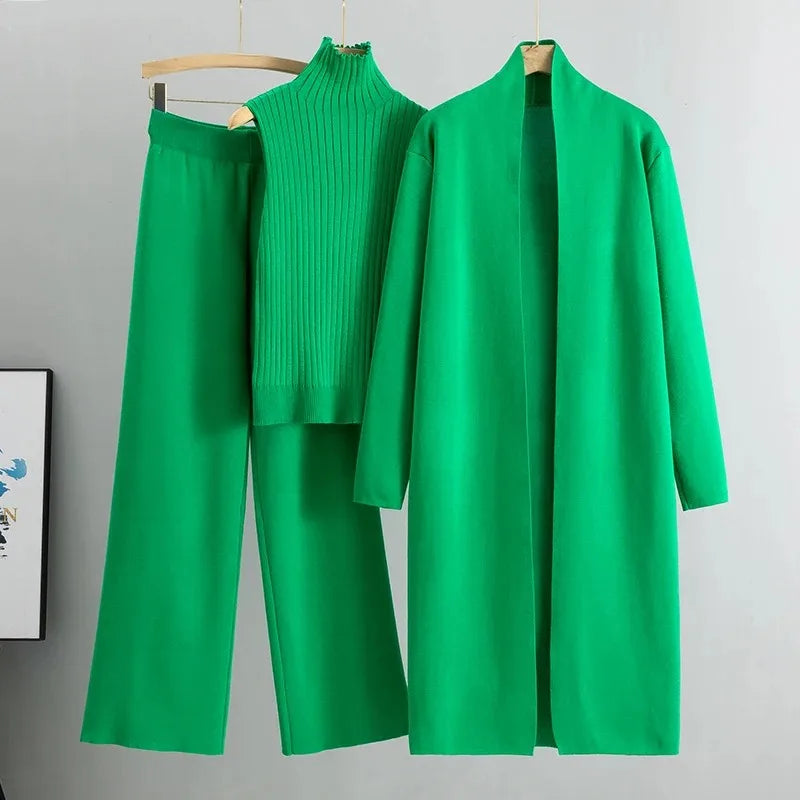Lisa | Completo da donna in maglia a 3 pezzi con cardigan