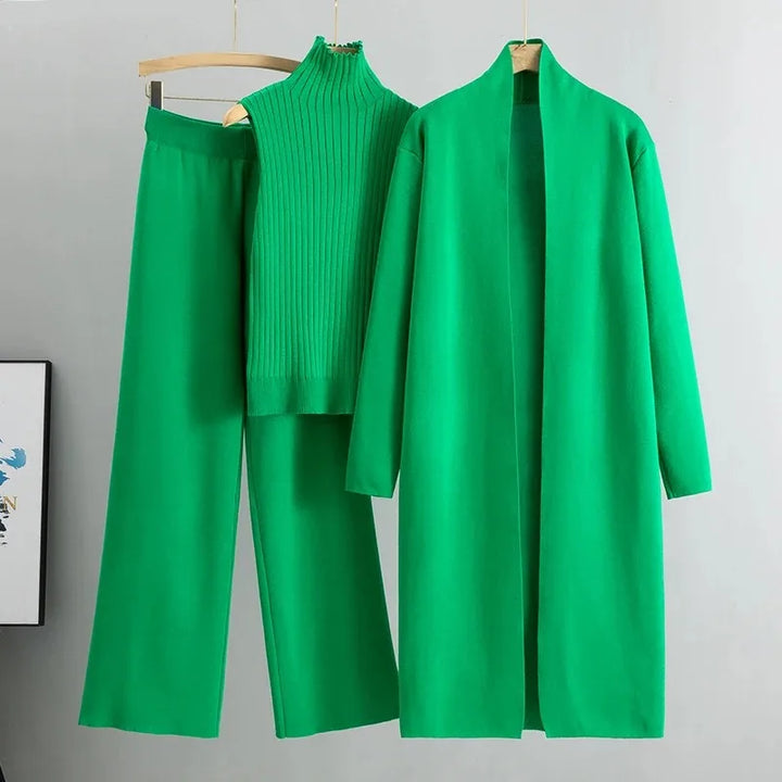 Lisa | Completo da donna in maglia a 3 pezzi con cardigan