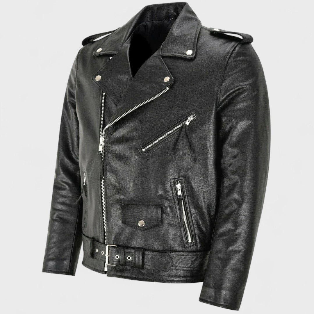 Austin - Giacca in Pelle Biker Classica