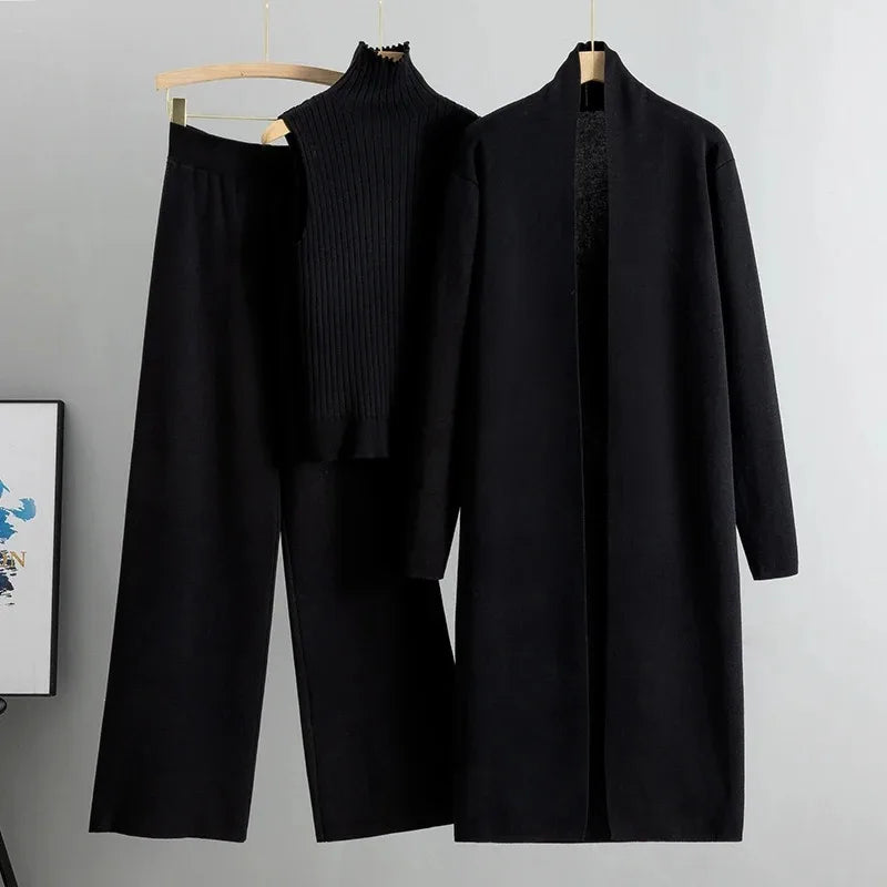 Lisa | Completo da donna in maglia a 3 pezzi con cardigan