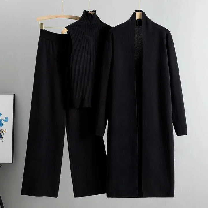 Lisa | Completo da donna in maglia a 3 pezzi con cardigan