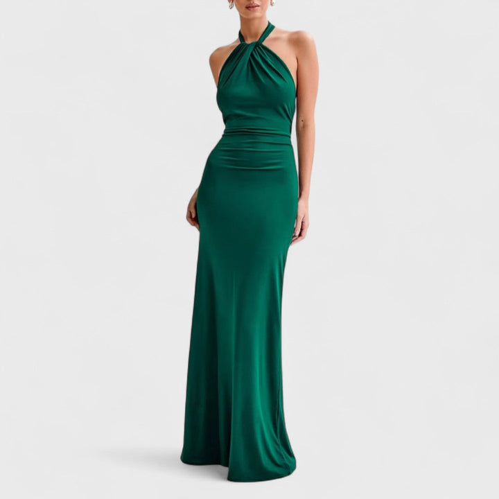 Klara | Abito curvy in seta con collo halter