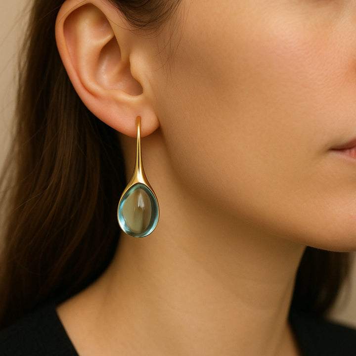 Orecchini eleganti in cristallo a forma di goccia in oro e argento