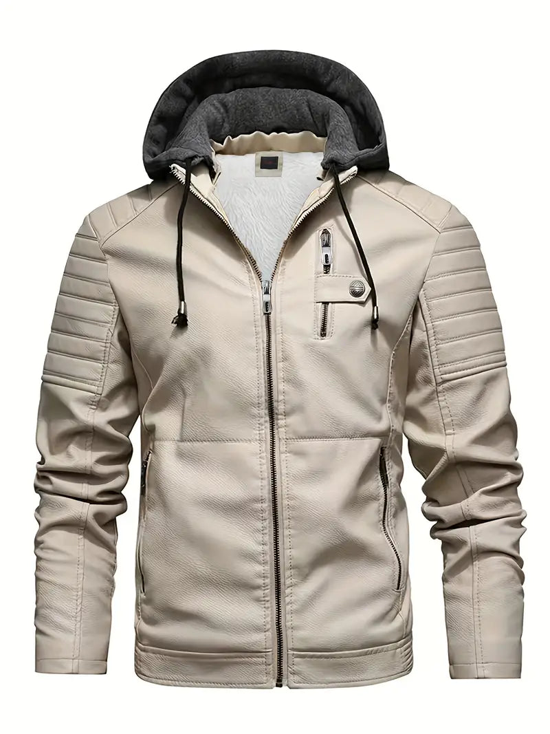 RedLine - Cappotto in Pelle con Cappuccio