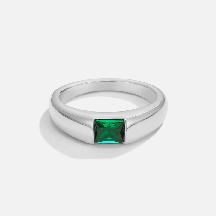 Anello Fiamma in Argento Smeraldo Abbagliante