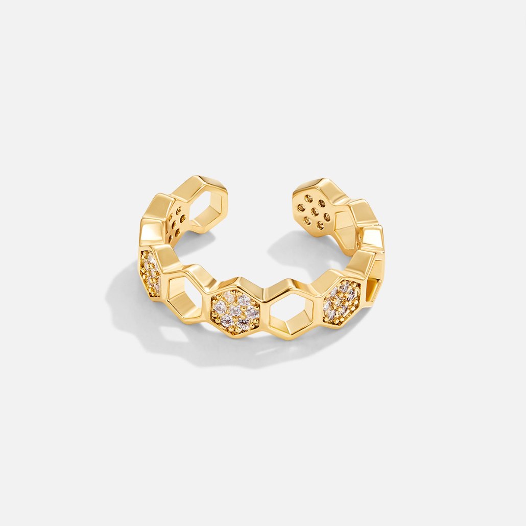 Anello in cristallo d'oro elegante e brillante