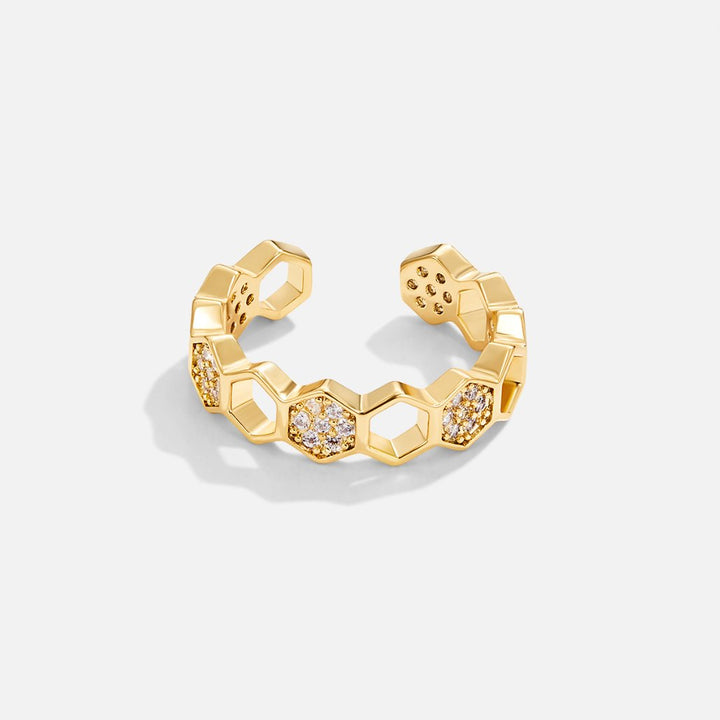 Anello in cristallo d'oro elegante e brillante