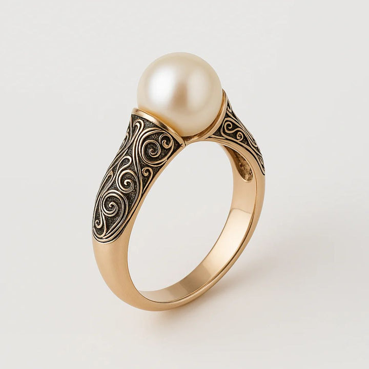 Anello vintage elegante in perla naturale