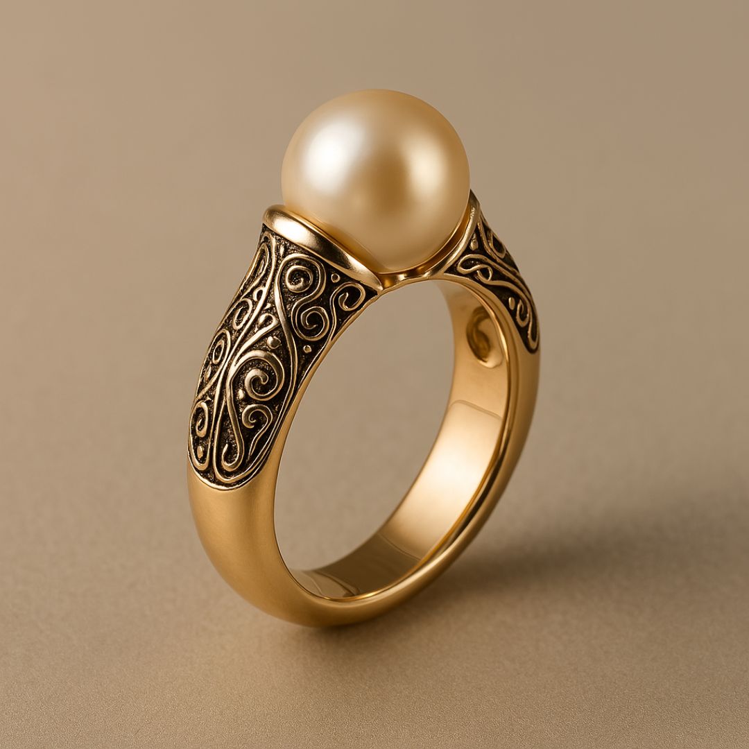 Anello vintage elegante in perla naturale