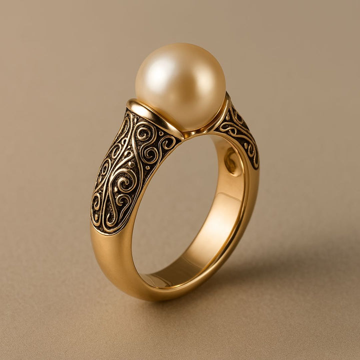 Anello vintage elegante in perla naturale