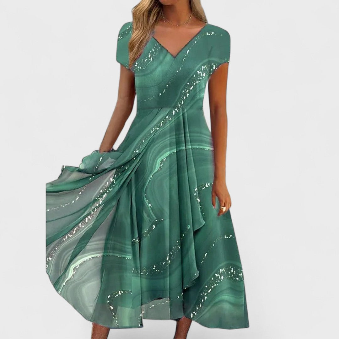 Isha | Elegante scollo a V Midi Abito