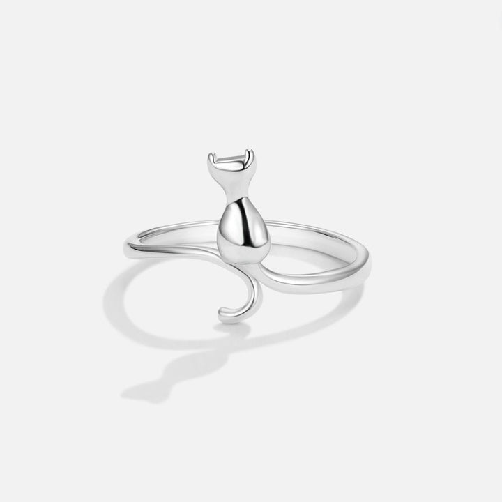 Anello in argento enigma gatto notturno elegante