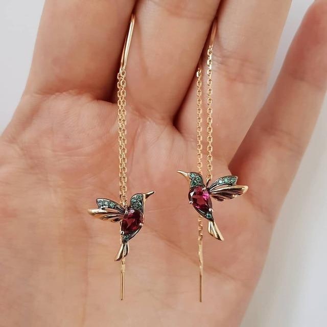Ali di Colibrì - Orecchini Eleganti con smalto e cristalli
