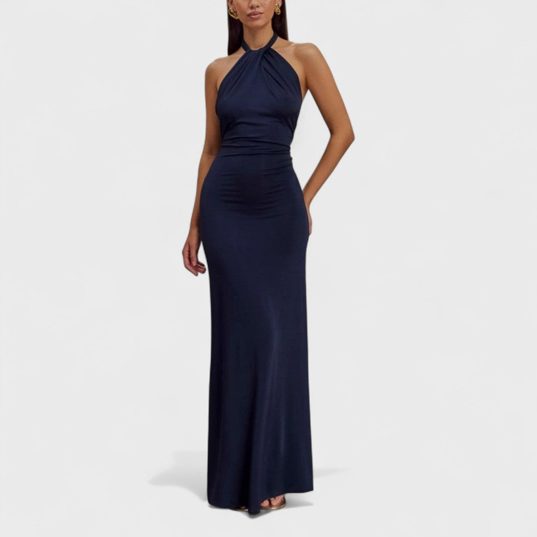 Klara | Abito curvy in seta con collo halter