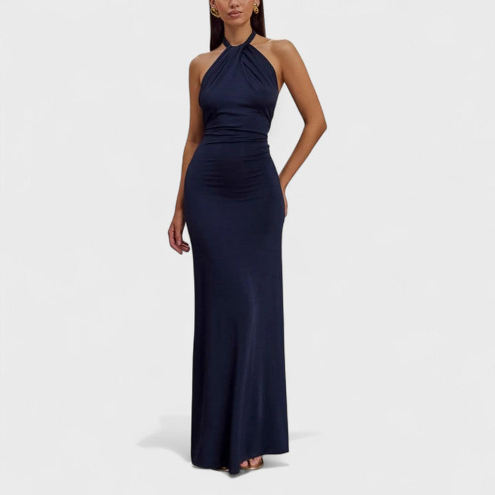 Klara | Abito curvy in seta con collo halter